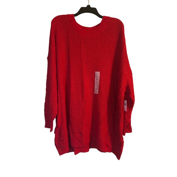 NWT Old Navy Plus Size Women's Red Knit Sweater Crew Neck Cotton/Viscose 4X - Picture 1 of 6